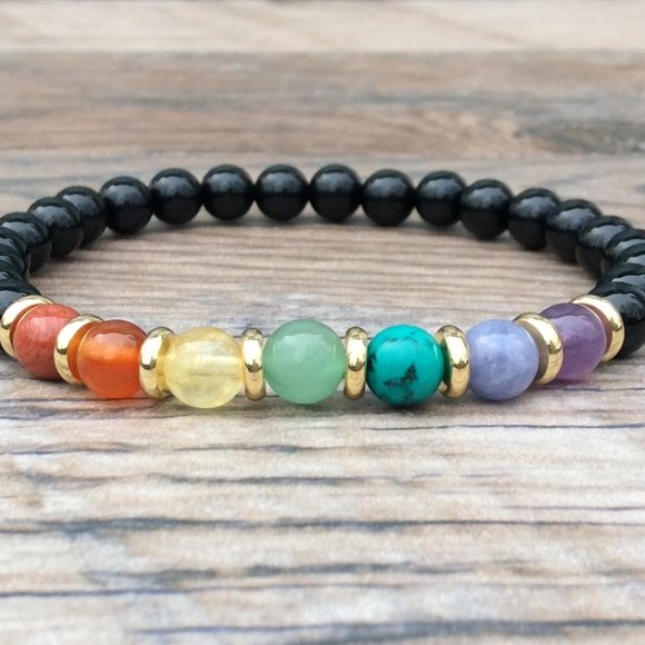 Chakra bracelet with Black Onyx, Rainbow bracelet, Healing bracelet - Picture 3 of 9